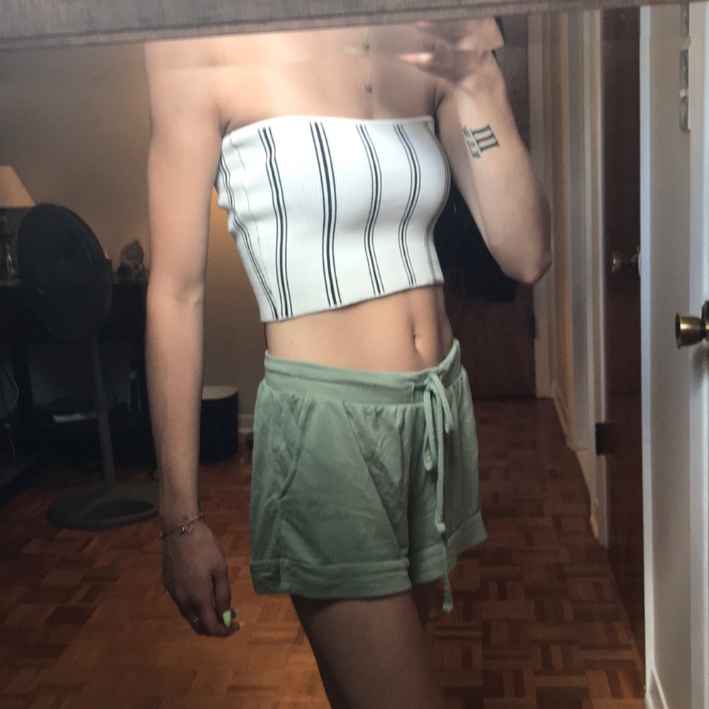 Navy blue striped tube top